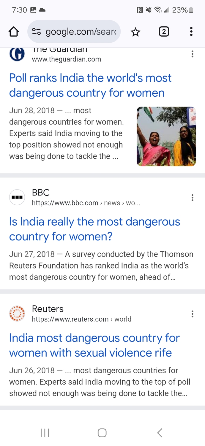 What is the most dangerous country for Indian women?