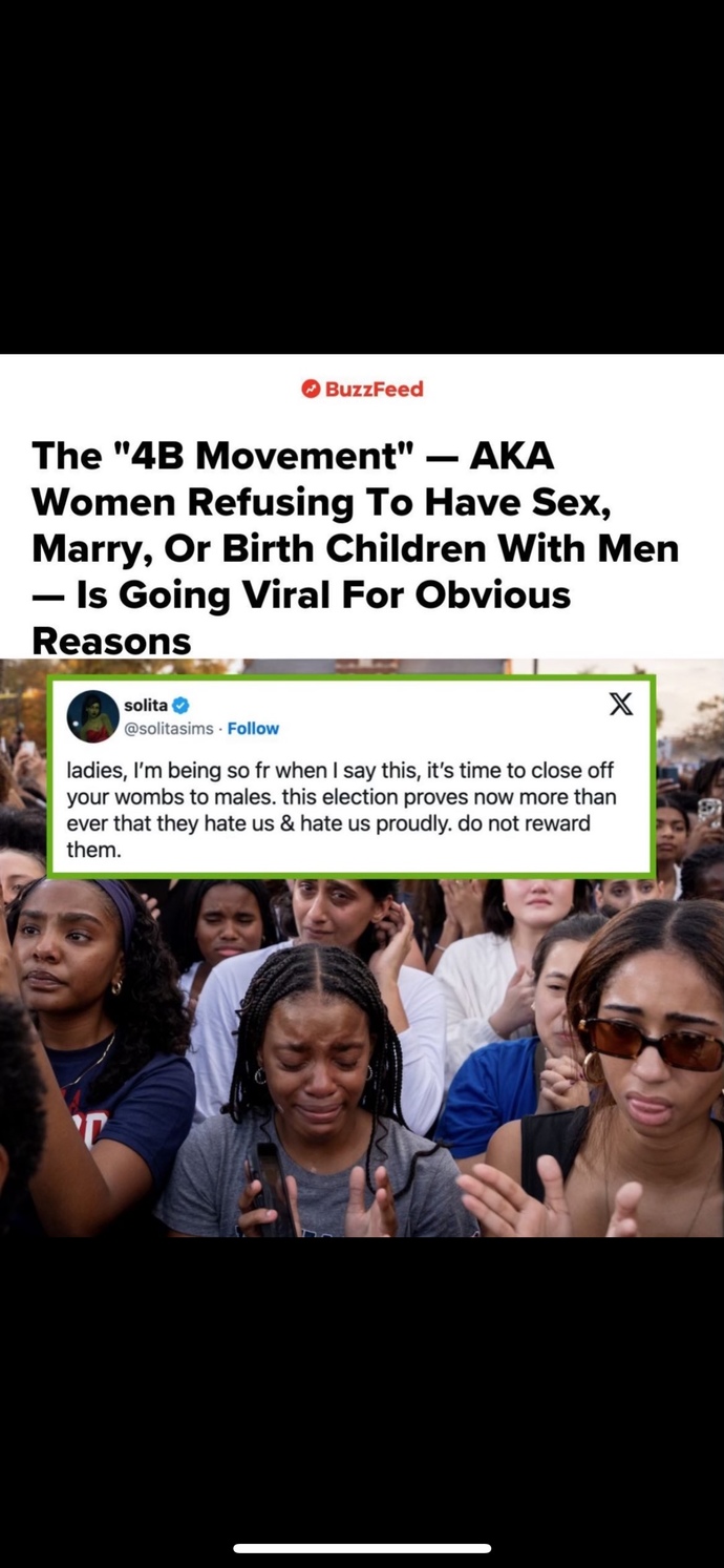 Women: Have you joined the 4B movement after the election of Donald Trump? Men: What do you think of women who have joined this movement?