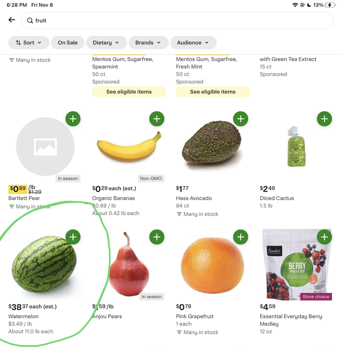 Wait, am I reading this correctly…since when are watermelons almost $40 usd in California?