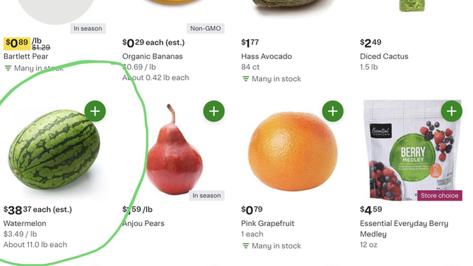 Wait, am I reading this correctly…since when are watermelons almost $40 usd in California?