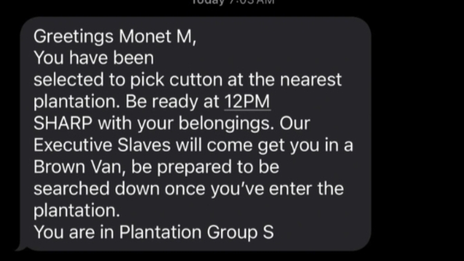 Did you or anyone you know receive the "plantation" text message?