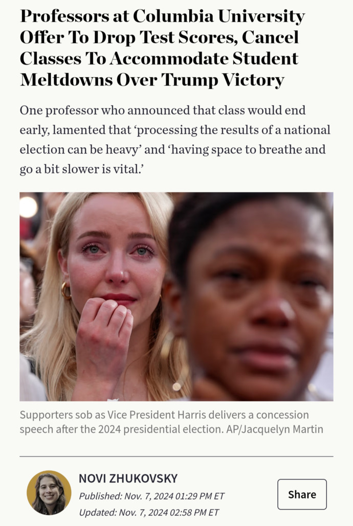 What do you think about Universities Cancelling Classes After Trump Winning 2024 Election?