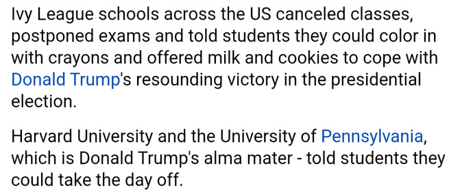 What do you think about Universities Cancelling Classes After Trump Winning 2024 Election?