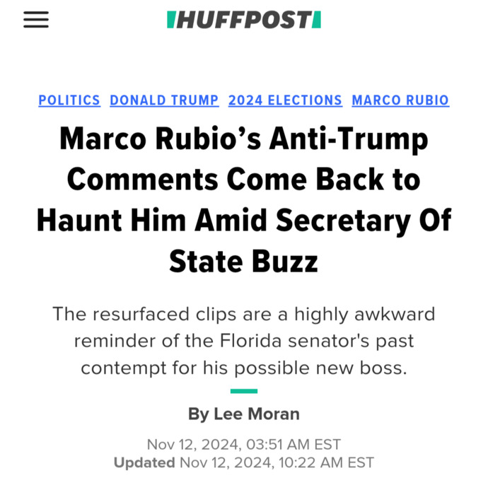 Thoughts On Trump Picking Marco Rubio As His Secretary of State?