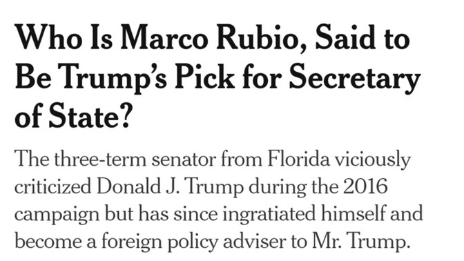 Thoughts On Trump Picking Marco Rubio As His Secretary of State?