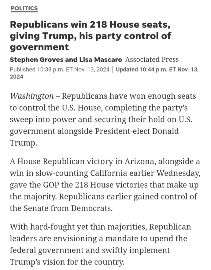 Republicans Have Won Control Of The House, How Does That Make You Feel And Why?