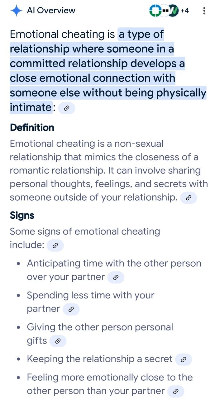 Are you familiar with the concept of emotional cheating? What are your thoughts on it? Have you ever experienced it/done it?