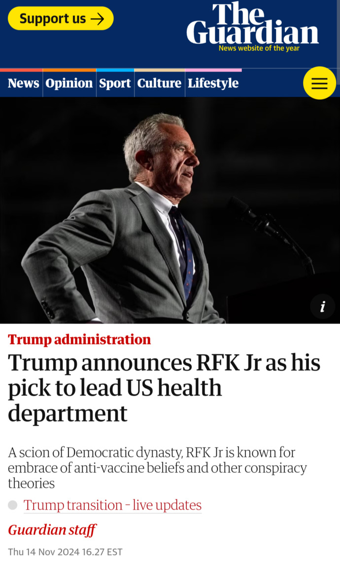 Breaking News: Donald Trump Picks RFK JR. For Secretary Of Department Of Health And Human Services. Do you agree or disagree with the decision?