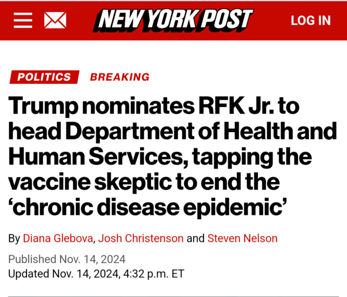 Breaking News: Donald Trump Picks RFK JR. For Secretary Of Department Of Health And Human Services. Do you agree or disagree with the decision?