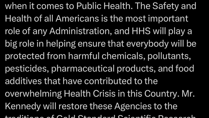 Do you support or oppose RFK Jr as Secretary of HHS?