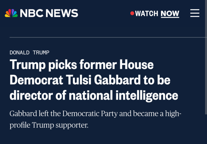 Trump Appointing Tulsi Gabbard As Director Of National Intelligence?