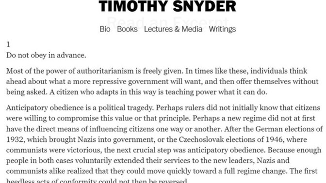 Do NOT obey in advance in regards to an authoritarian regime. Agree or Disagree?