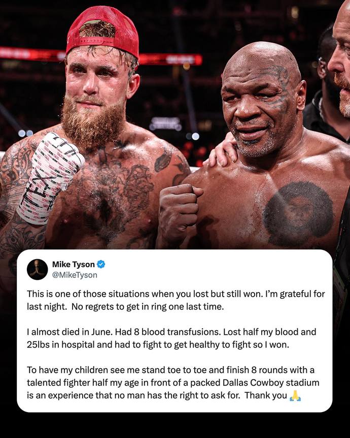 Mike Tyson sends out a message after his loss to Jake Paul Friday night