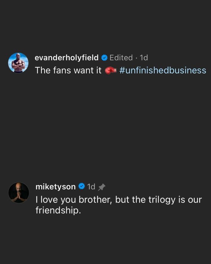 This was Tyson’s response to Holyfield’s challenge out to him for a third match between them