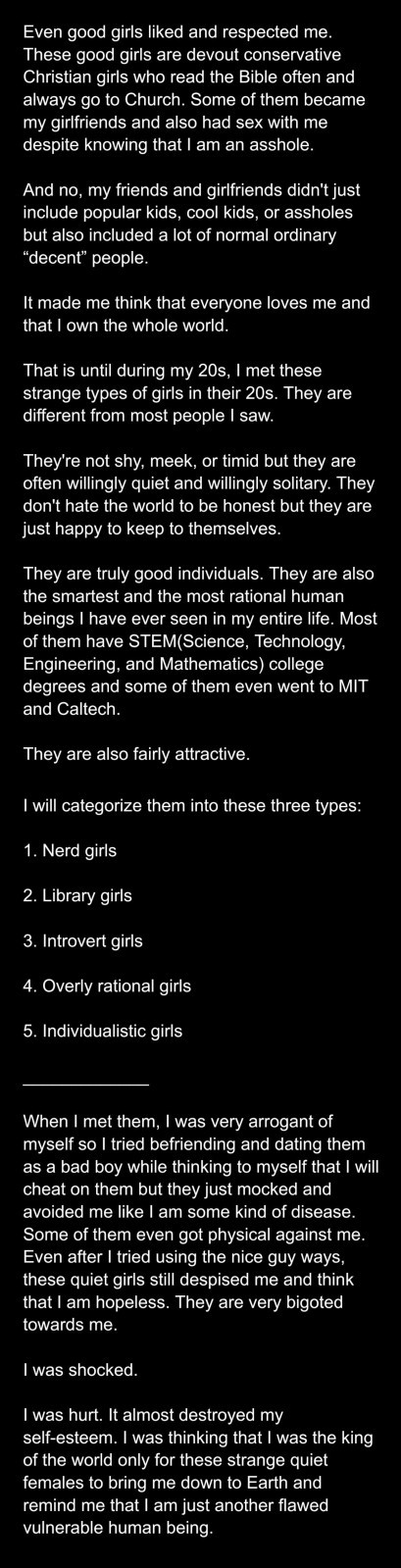 Why do these strange quiet girls extremely hate me but fanatically love those nerdy boys?