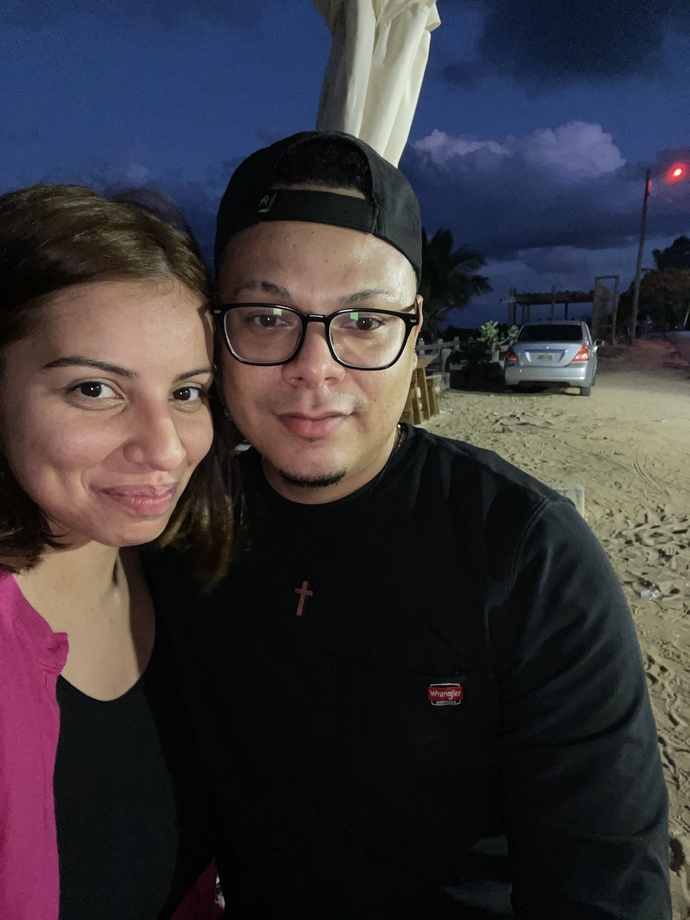 Does he look happy with me?