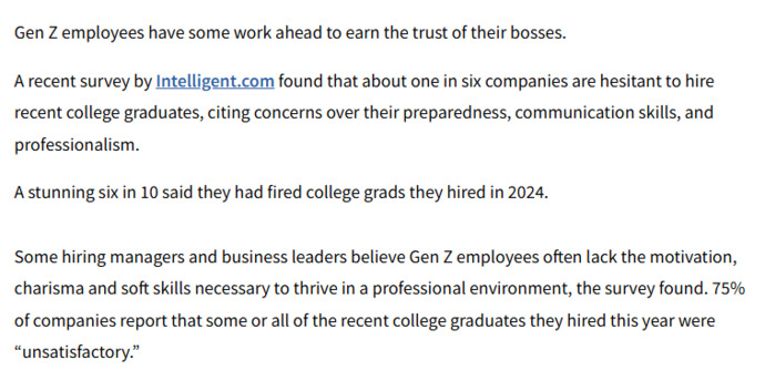 What is going wrong with Gen Z? Were they too pampered? Are they receiving a woke leftist INDOCTRINATION in school instead of an actual EDUCATION?