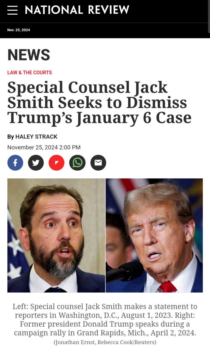 What Are Your Thoughts On Jack Smith Dismissing Donald Trumps Federal Election Inference Case?