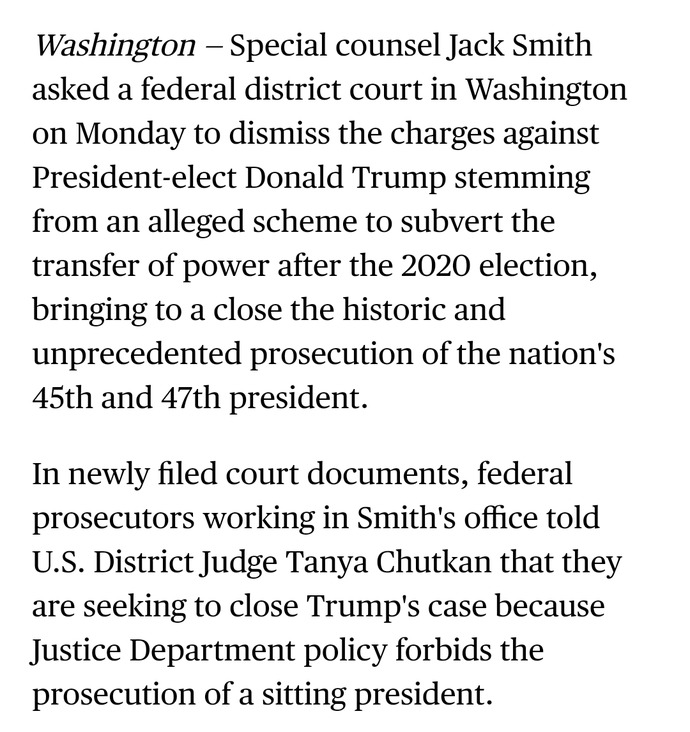 What Are Your Thoughts On Jack Smith Dismissing Donald Trumps Federal Election Inference Case?