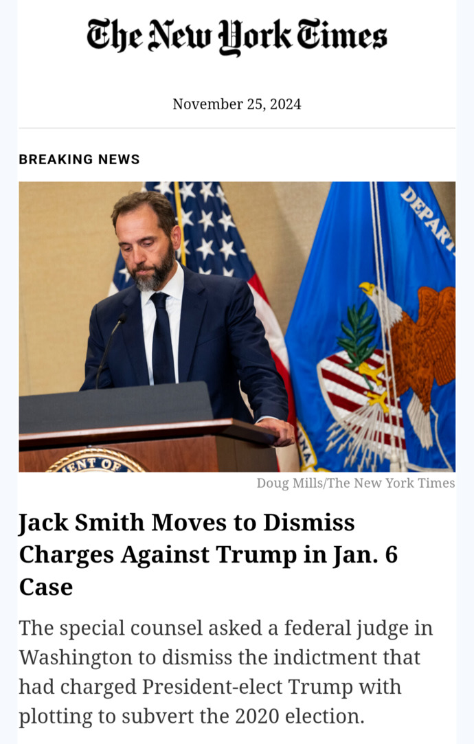 What Are Your Thoughts On Jack Smith Dismissing Donald Trumps Federal Election Inference Case?