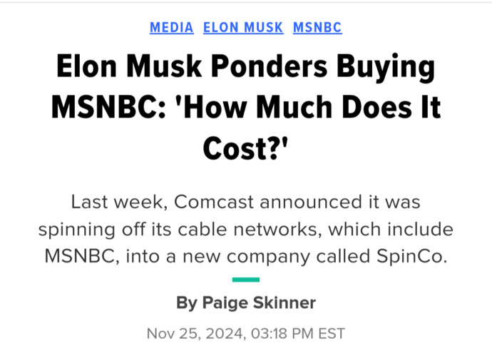 Elon Musk Jokingly Wants To Buy MSNBC, What Are Your Thoughts?