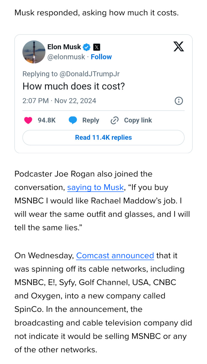 Elon Musk Jokingly Wants To Buy MSNBC, What Are Your Thoughts?