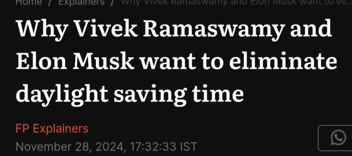 Elon & Viveks DOGE is considering trying to eliminate Daylight Savings Time. Do you support that?