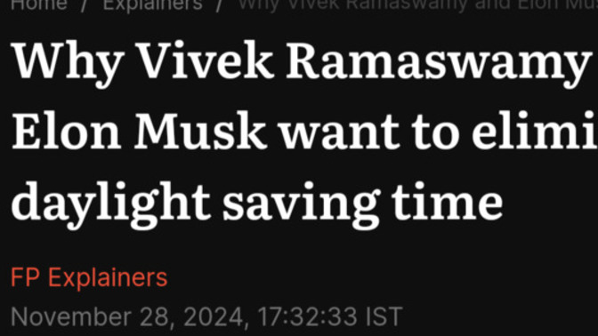 Elon & Vivek's DOGE is considering trying to eliminate Daylight Savings Time. Do you support that?