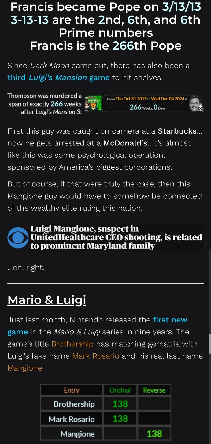 Is it hilarious that the assassin named Luigi carried a fake ID name Ma- -rio?