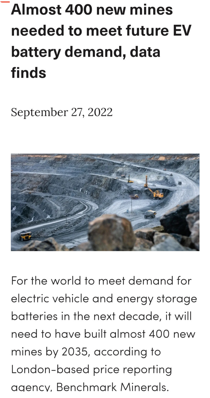 Why did the phony Climate Change Democrats push electric cars on Americans when it takes 750 tons of mined materials to make *ONE* car battery?