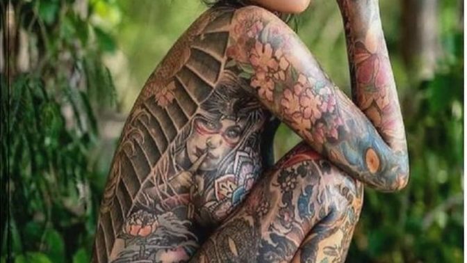 Is it okay to oggle someone at nudist beach if they're covered in tattoos?