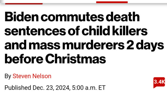 Biden commuted the sentences of hundreds of murderers including child killers & mass murderers right before Christmas. What kind of evil animal is he?