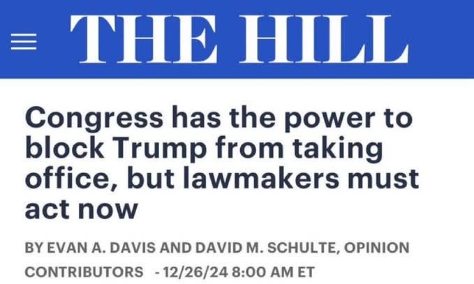 Trump. Should those trying to stop Trump from taking office & calling for his inauguration to be stopped be locked up for insighting an insurrection?