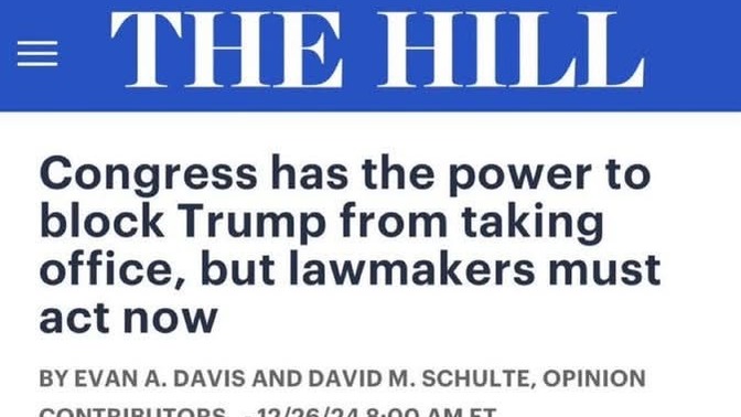 Trump. Should those trying to stop Trump from taking office & calling for his inauguration to be stopped be locked up for insighting an insurrection?