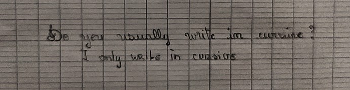 Do you usually write in cursive or in block letters?
