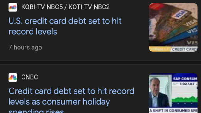 Americans are now underwater owing record credit card debt. Have you seen the disastrous economic record the Democrats left us with over 4 years?