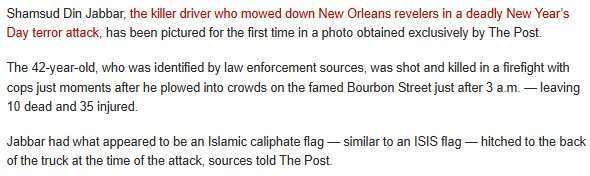 Why Did The FBI Immediately Say That The New Orleans Mass Slaughter IS NOT A TERRORIST EVENT When Shamsud Din Jabbar Had An ISLAMIC STATE FLAG?