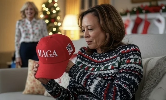 Which one of you sent Kamala this Christmas gift?