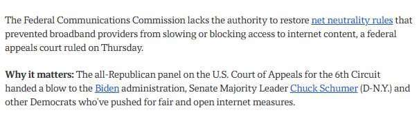 Net Neutrality: Score ANOTHER major loss for the Democrats. Why are the Democrats always seeking policies that would raise your cost for everything?