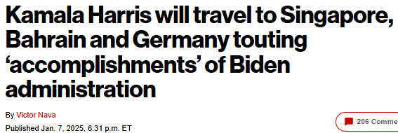 Why are Biden and Harris taking trips all over the world with only days left in office and costing YOU the taxpayers MILLIONS of dollars for NOTHING?