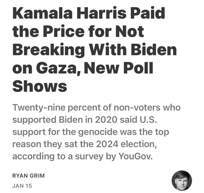 Are you surprised the genocide in Gaza contributed to Harris losing?