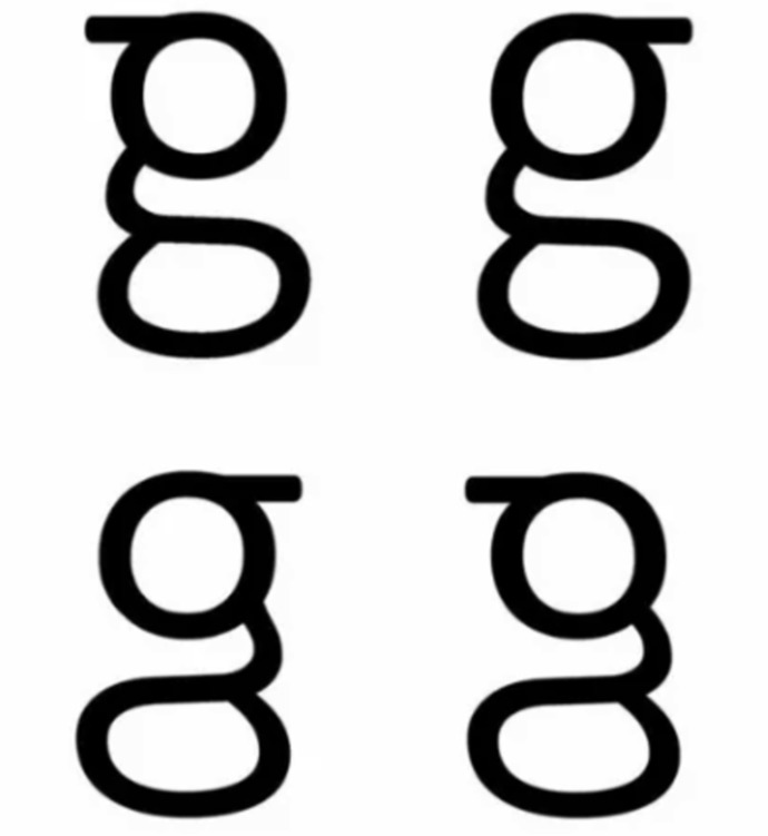 Can you correctly identify the LOWER-CASE G?