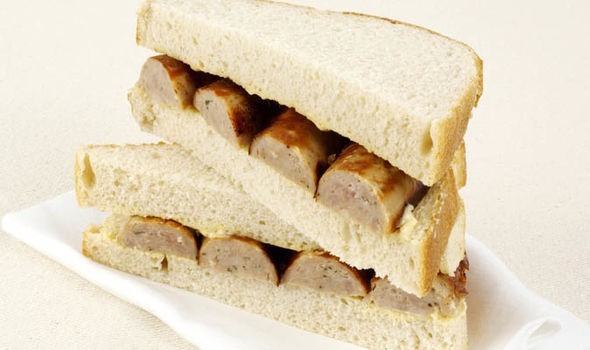 How do you eat a sausage sandwich?
