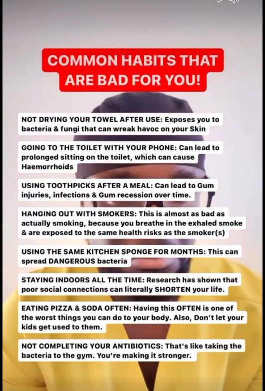 What are some habits that you have that you believe are bad for you?