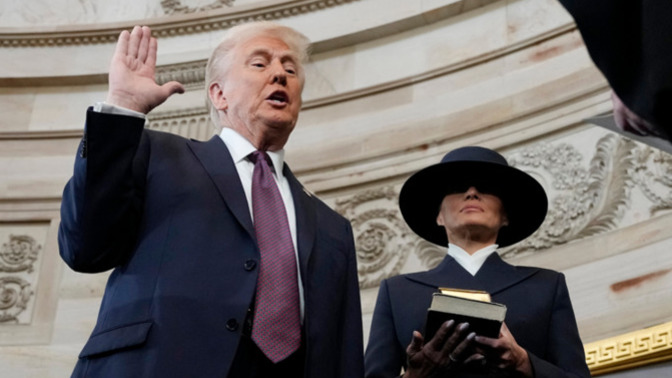 OMG, Trump didn't have his hand on the Bible when accepting the oath of office?