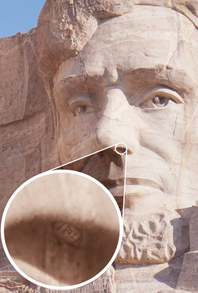 Trump, immortalized on Mount Rushmore as a booger up Lincolns nose