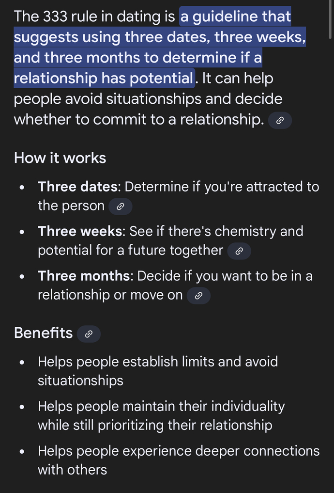 Do you believe in the 333 rule in dating?