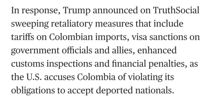 =BREAKING= President Trump takes measures to economically vaporize Columbia for refusing to take back its criminals. Did they mess with the wrong man?
