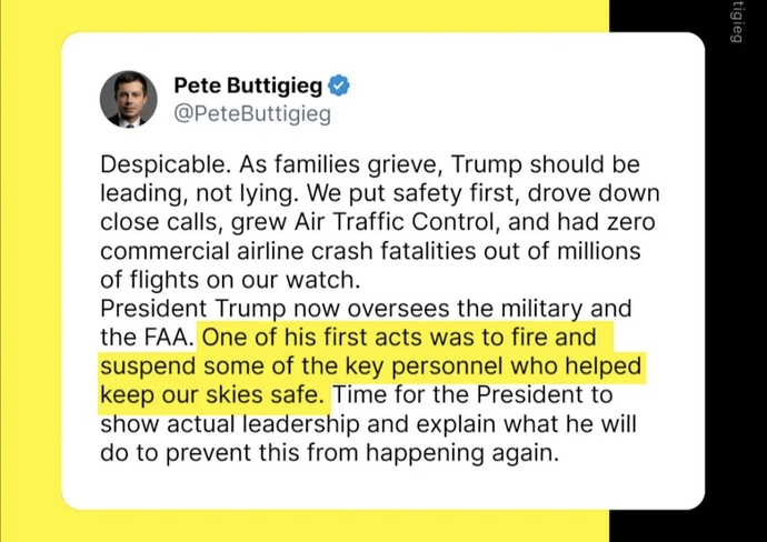 FAA just confirmed Trump is the reason for the crash. Thoughts?