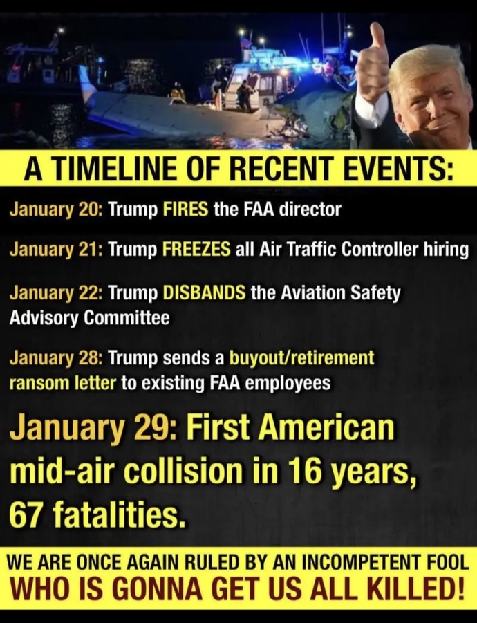 FAA just confirmed Trump is the reason for the crash. Thoughts?